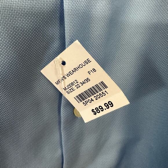 Pronto Uomo Executive Fit Dress Shirt Mens 22 34/35 Non Iron Button‎ Up Blue - Picture 4 of 8